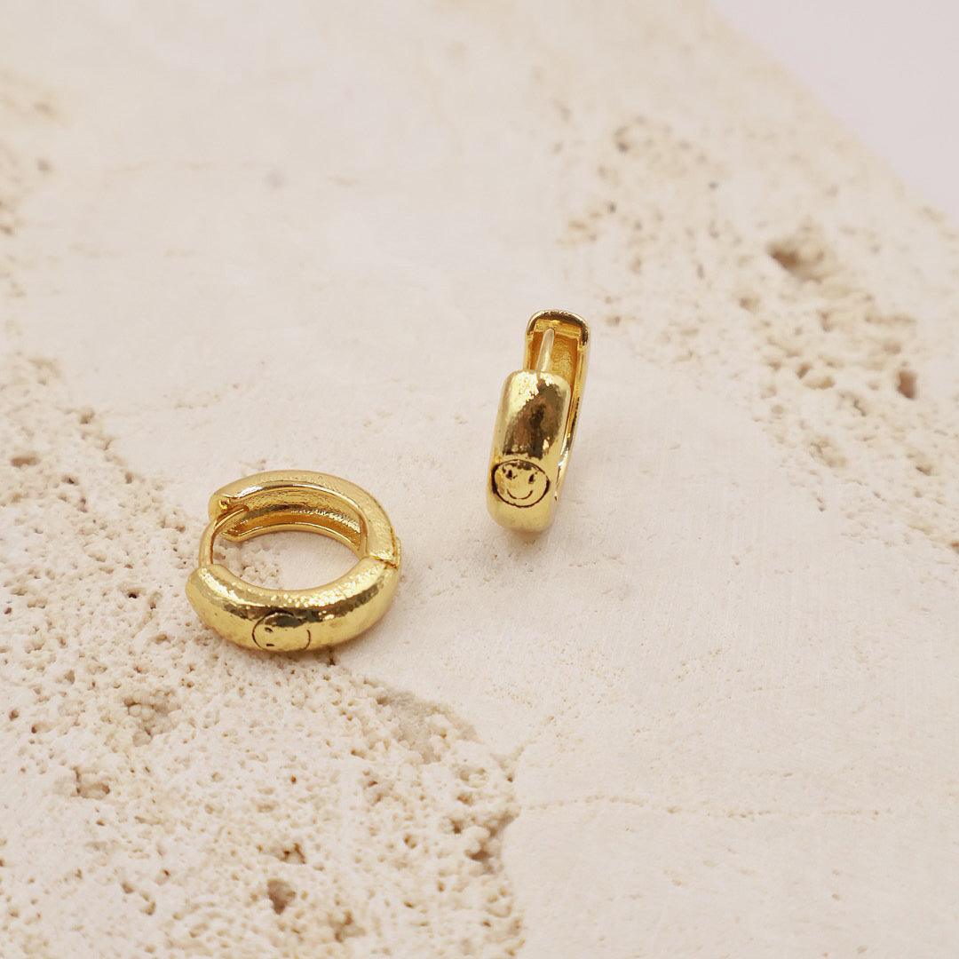 Stylish and Water-Resistant Gold Plated smile face earrings- Perfect timeless necessary for every occasion