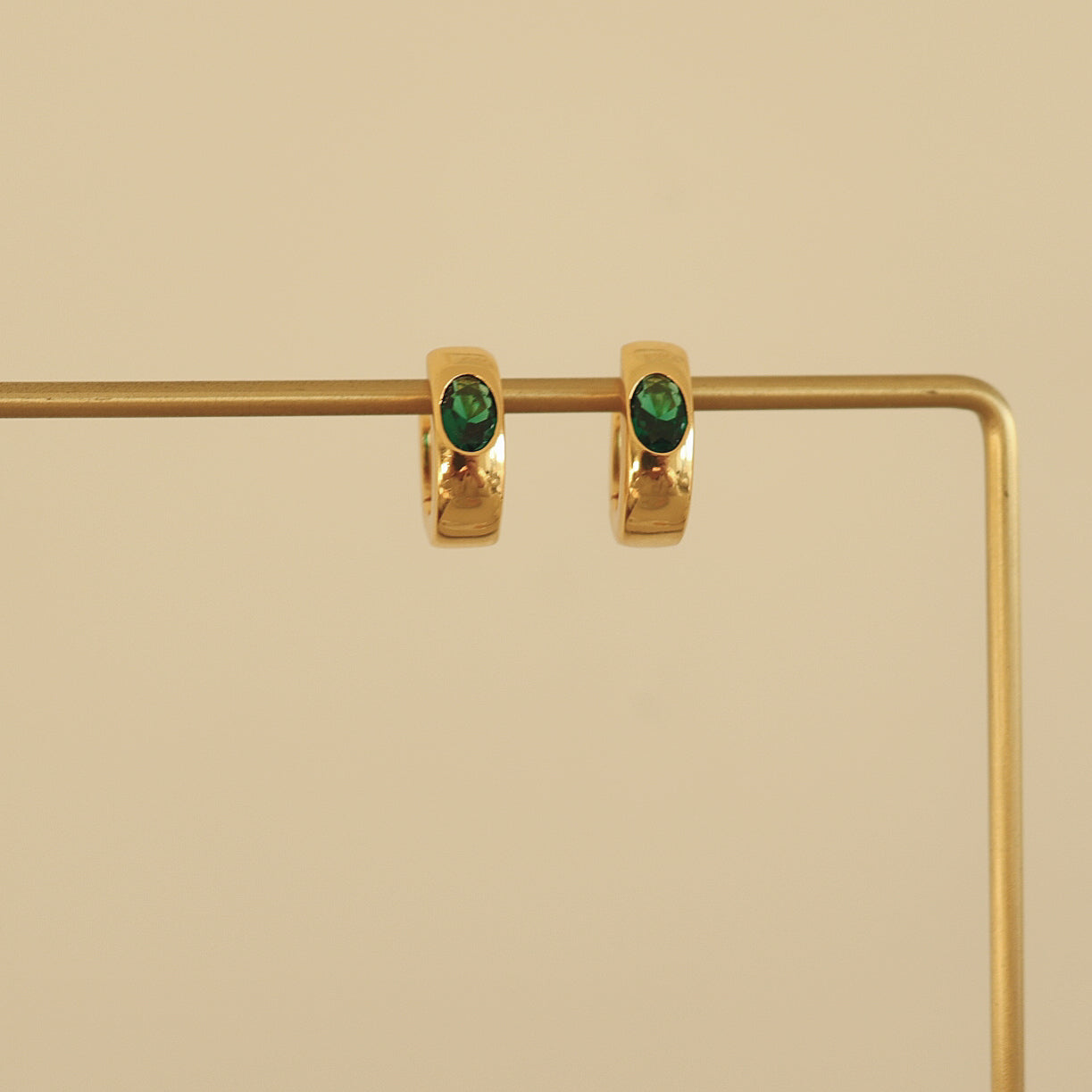 Everyday Glamour: Gold Plated Emerald Green Zircon Statement earringsEveryday Glamour: Gold Plated Emerald Green Zircon Statement earrings