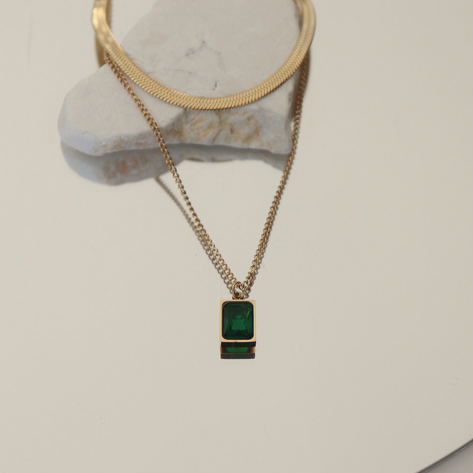 Everyday Glamour: Gold Plated Emerald Green Zircon Statement necklace