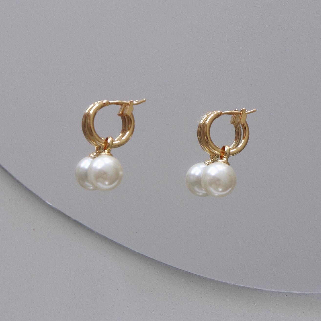Stylish and Water-Resistant Gold Plated pearl earrings- Perfect timeless necessary for every occasion