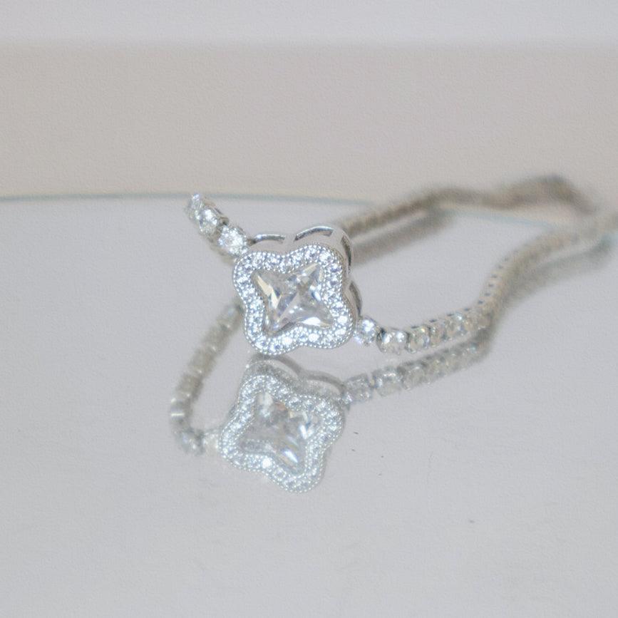Stylish and Water-Resistant silver Plated Tennis clover Bracelets- Perfect timeless necessary for every occasion