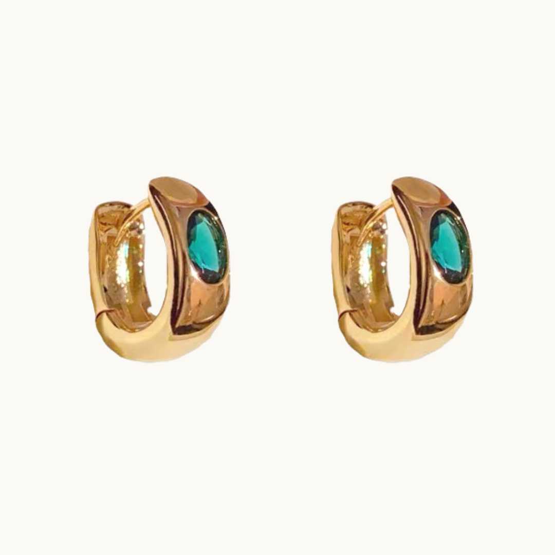 celeste hoops chailata.com.auEveryday Glamour: Gold Plated Emerald Green Zircon Statement earrings